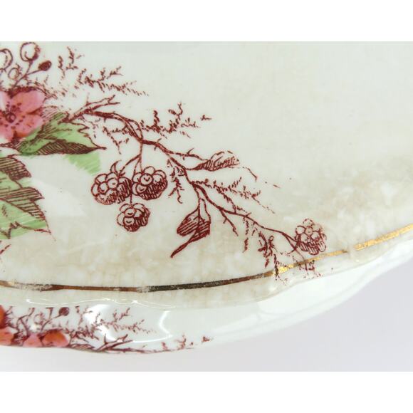 John Maddock Sons Royal Vitreous Covered Vegetable Bowl Ironstone Floral Antique - Picture 11 of 16